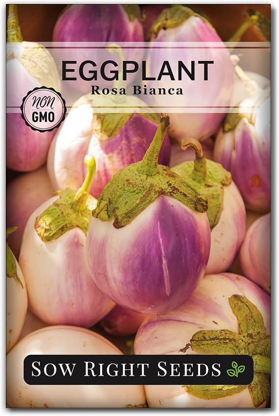 Sow Right Seeds - Rosa Bianca Eggplant Seed for Planting - Productive Variety Prized by Chefs - Non-GMO Heirloom Packet with Instructions to Plant an