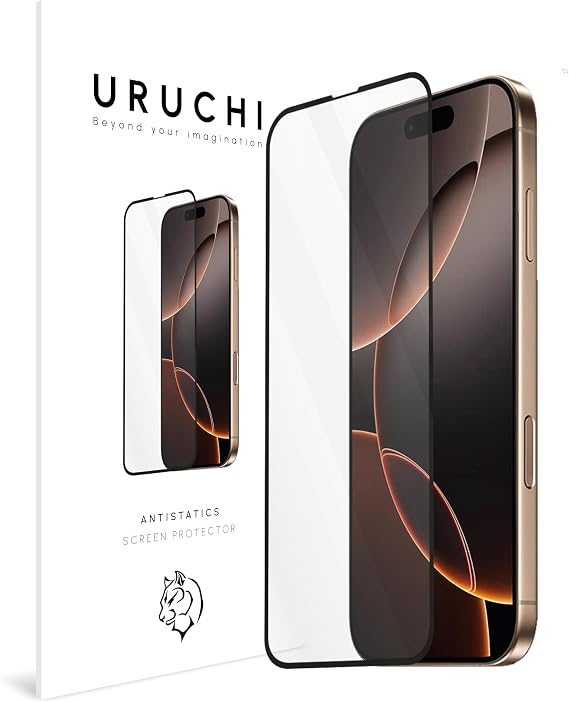 URUCHI iPhone 17/16 Pro Anti-Statik Ekran Koruyucu, HD Tam Kapsamlı Ekran Kapağı Cam Filmi