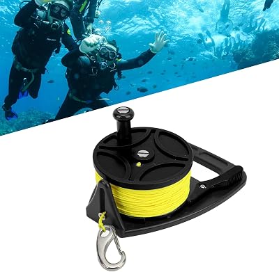 Diving Reel Anchor Rope Spool with Clip, Finger Reel Wire for Cave Exile Diving, Black