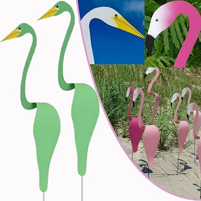 2 Pcs Florida Dancing Birds Garden Metal Art,Sherem Magical Metal Windmill, Florida Dancing Flamingo, Shirem Magical Metal Windmill, Metal Lawn Art Ornaments for Outdoor Patio Backyard H2Pcs