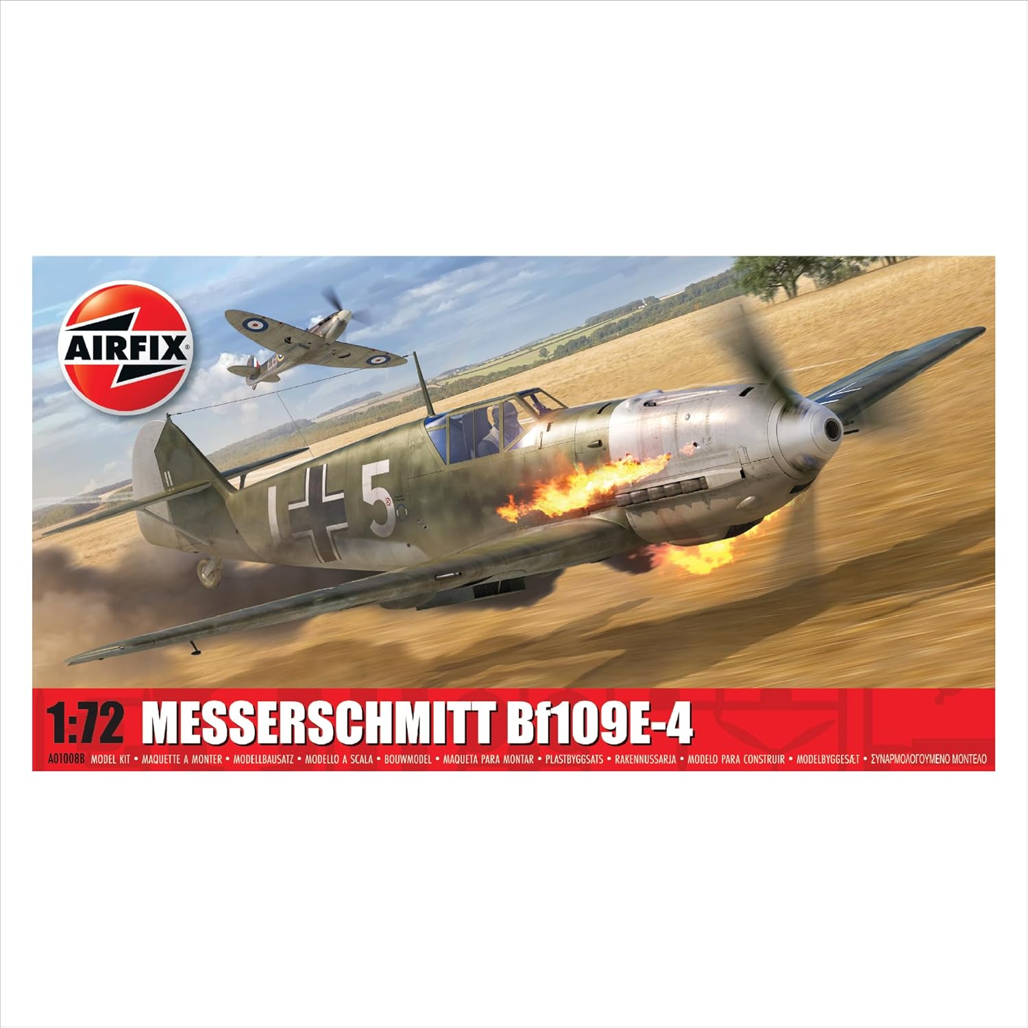 Airfix - Model Set - A01008B Messerschmitt Bf109E-4 Model Building Kit - Plastic Model Plane Kits for Adults & Children 8, Set Includes Sprues & Decals- 1:72 Scale Model