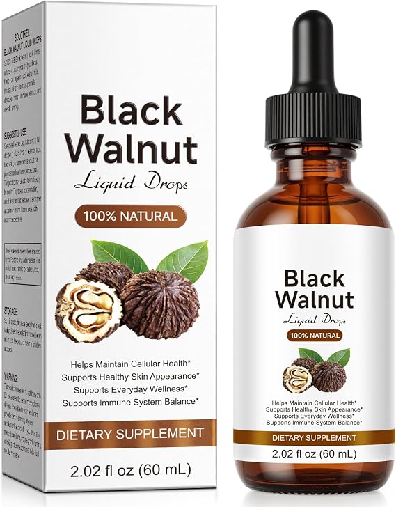 Black Walnut Liquid Drops - 500mg Juglans Nigra Extract - Supports Everyday Wellness, Digestive Balance & Cellular Harmony - Vegan, Alcohol-Free & Sugar-Free - 2.02 fl oz (60 mL)