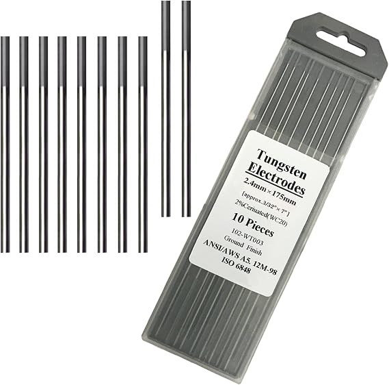 ZINGER TIG Welding Tungsten Electrodes 2% Ceriated 3/32" x 7" 10-Pack Grey