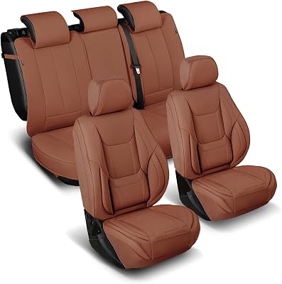 Coverland Custom Car Seat Covers Compatible with 2007-2014 Toyota FJ Cruiser - Premium Leather Non-Slip Memory Foam Waterproof Seat Cover Custom Fit Interior Protector [Full Set Seat-Camel Brown]