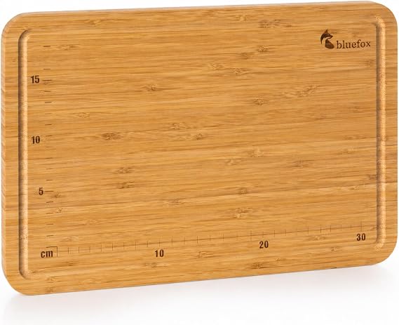 Bluefox 3 in 1 Bamboo Cutting Board: Practical Solution in the Kitchen with Chopping Board, Cutting Ruler and Tray Functions, Water Corrugated, Knife Friendly, Moisture Resistant Surface, 38x25 cm