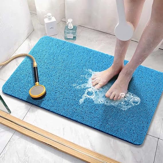 Bingobang Bath Mats Non Slip,Shower Mat Rubber 60x40cm,Extra Soft Anti-Mould, Machine-Washable,For Bathroom Floor,Bathtub(Blue)