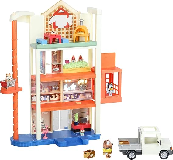 Bluey Hammerbarn Shopping Centre Mega Set, 4 Level, 22 Inch Tall Playset With Working Lift and Trolley Return, Lights and 45+ Sounds, 3 Figures, 15 Accessories, Plus Utility Vehicle