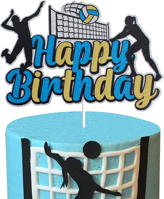 Volleyball Happy Birthday Cake Topper Girls Beach Volleyball Player Cake Decoration Adult Female Sports Themed Birthday Party Supplies