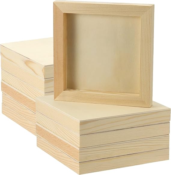 JOIKIT 20 Pack 4.7 x 4.7 Inch Wood Canvas Panels, 0.86cm Thick Wooden Canvas Board Unfinished Wood Cradled Painting Panel Boards, Artist Wooden Canvases for Burning, Pouring, String Art, Crafts