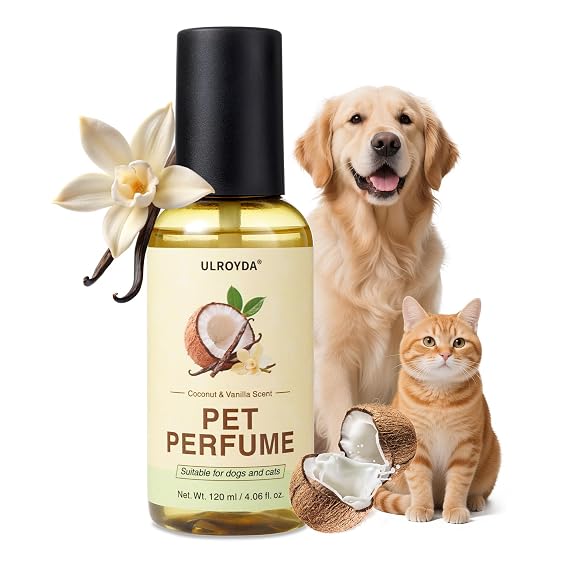 Dog Cologne & Pet Perfume Long-Lasting Coconut & Vanilla Scent | Alcohol-Free Deodorizing Spray for Dogs & Cats, Gentle Non-sticky Grooming Formula, 4.06 oz