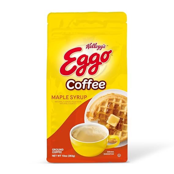 Eggo Beverages Maple Syrup Waffle Flavored Ground Coffee, Fair Trade Certified, Flavorful and Rich Breakfast Brew, Made with 100% Arabica Beans - Flavor Enhanced, 10 Ounce Bag