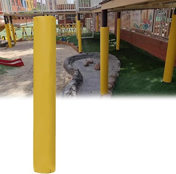 Round Pole Safety Padding Dia 4.5" 5.5" 6.5" 8.7" Wrap Around/Column Post Pads, Safety Poles Pad for Basement Garage Playground(Yellow,Dia114mm(4.5in)-H3.9ft)