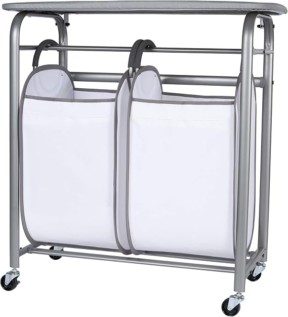 Neatfreak - Laundry Sorter with Ironing Board - 3-in-1 Laundry Basket, Ironing Station & Laundry Folding Table - 2 x Tote Hampers for Laundry, Towels & Bathroom Storage