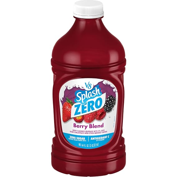V8 Splash Zero Sugar Berry Blend Flavored Beverage, 64 fl oz Bottle