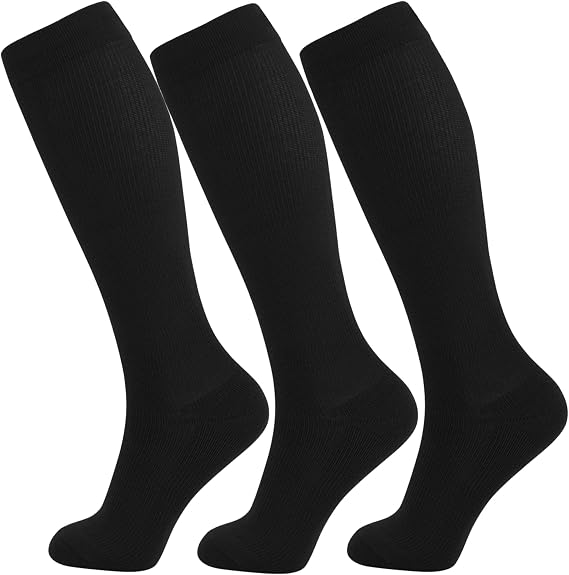 +MD 3 Pairs Bamboo Viscose Compression Socks for Women Men 15-20mmHg Knee High Support Stockings for Pregnancy Nurse Travel