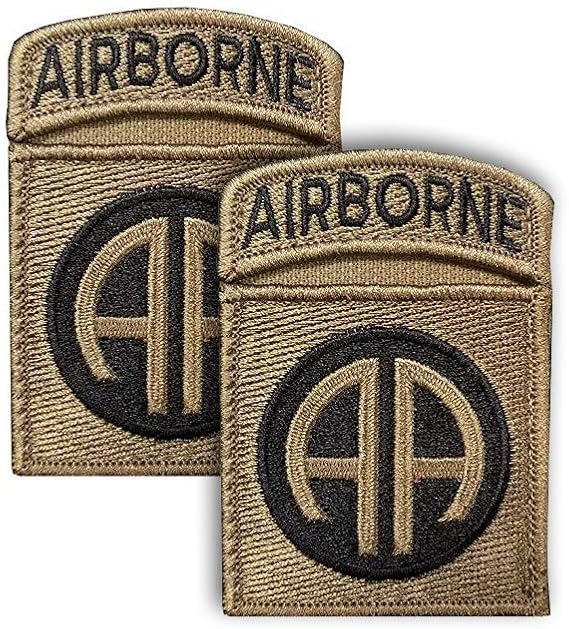 82nd Airborne New OCP Patch and Airborne Tab Sewn Together W/Hook Fastener (Pair)