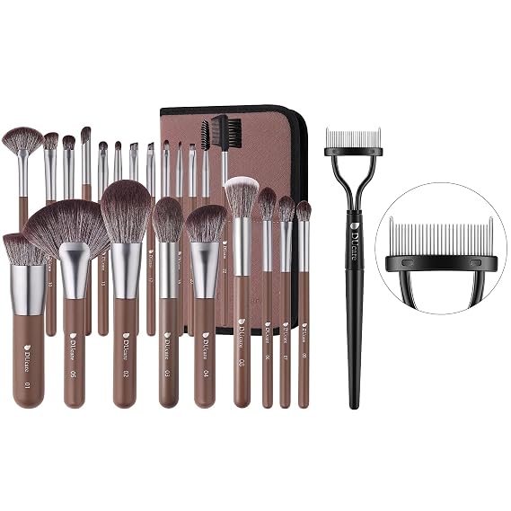 DUcare Makeup Brushes Professional with Bag 22Pcs+Eyelash Comb