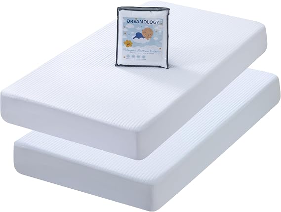 Dreamology Crib Mattress Protector Waterproof, Standard, Waterproof, 2 Pack