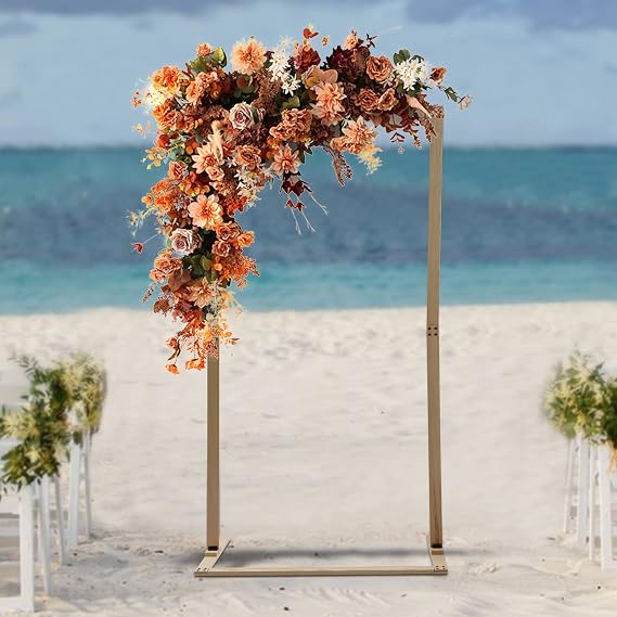 7FT 6.83LBs Wedding Arch Backdrop Stand, Retro Square Wooden Bracket with Base, Freestanding Decorative Flower Rack for Weddings, Birthday Parties, Engagements, Commercial Events