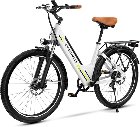 Cybervelo 750W Peak Electric Bike for Adults,up 80 Miles Removable Battery Ebike, 26" Electric E Bike with 7-Speed,Adult Electric Bicycles for Commute Beach Snow Womens/Man All Terrain