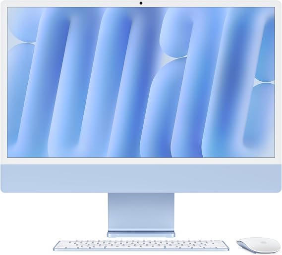 Apple 2024 iMac 8 Core CPU, All-in-One Desktop Top Computer with M4 Chip with 8 Core GPU: Designed for Apple Intelligence, 24" Retina Display, 16GB Unified Memory, 256GB SSD Storage, Color Same Accessories, Connects to iPhone or iPad - Blue