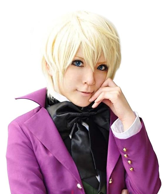 BININBOX Black Butler Alois Trancy Men's Short Straight Anime Cosplay Costume Full Wig Blond Hair Party Wigs