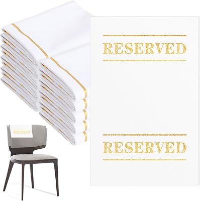 20 Pcs Reserved Chair Signs Cloth Church Placeholder Reserved Pew Signs Chair Reserved Seat Coverswith Printed Words For Weddings, Churches, Eceptions, Cinema,Celebrations, Parties and Events White
