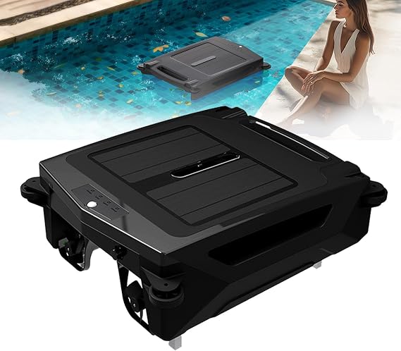 Automatic Solar Pool Cleaning Robot with Obstacle Avoidance, Skimmer for Swimming Pool Surface, Brushless Motor,Fully-Automatic