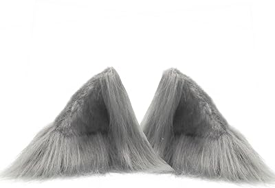 Agymo Grey wolf ears clips,furry fox cat ears, Animal furry Ears for Cosplay, Halloween & Christmas Gifts,Chritstmas stocking stuffers