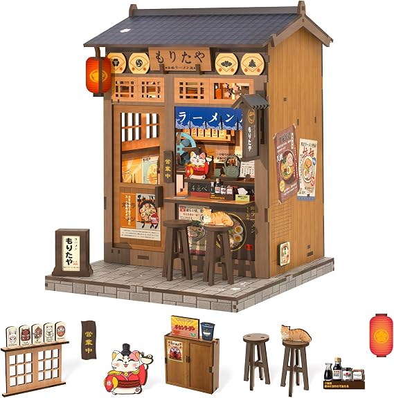 Fsolis Japanese Book Nook Kit - DIY Miniature House Kit (Morita-Ya Ramen)