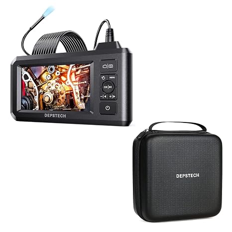 DEPSTECH Industrial Endoscope with Case, 5.5mm 1080P HD Digital Borescope Inspection Camera 4.3 Inch LCD Screen IP67 Waterproof Snake Camera with 6 LED Lights, 16.5FT Semi-Rigid Cable