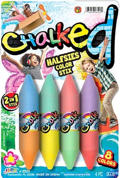 JA-RU Jumbo Double Sided Sidewalk Chalk (1 Pack) Non-Toxic & 3529-1