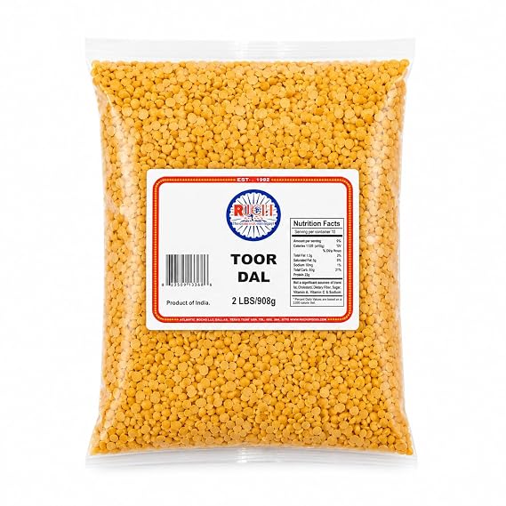 RUCHI Toor Dal Split Pigeon Peas | Arhar Dal | High Protein, Mild & Earthy | Non-GMO, Vegan, Kosher | Imported from India | 2 lb Bag (2LB)