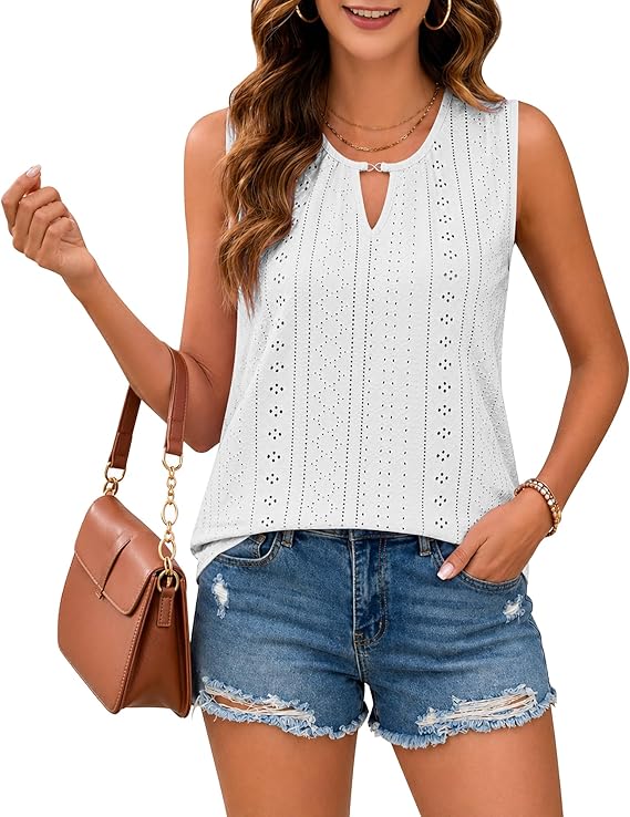 WNEEDU Tank Top Women's V-Neck Sleeveless Sexy Top Elegant Summer Tank Tops Women Loose Casual Shirts Tunic Blouse Top
