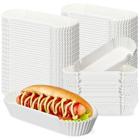 Sherr 1200 Pcs Paper Hot Dog Trays Bulk 6 Inches Disposable for Party & BBQ, Grease Resistant Fluted Hot Dog Holders for Nachos, Fries, Food Truck, Tailgates, Concession Stand