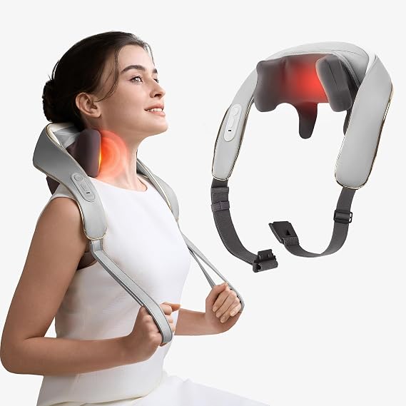 SKG H5 Mini Heated Neck and Shoulder Massager Cordless Shiatsu Deep Tissue Relief with 3 Modes, Adjustable Heat, Portable Hands-Free Design