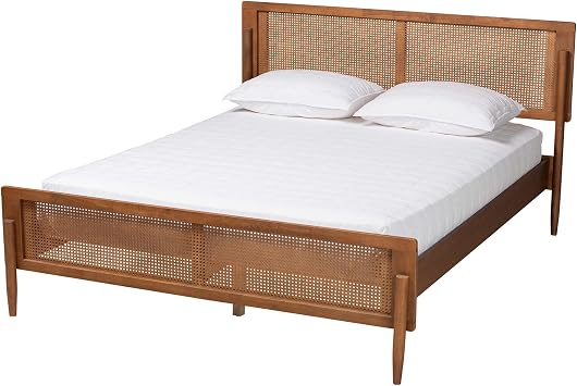 Baxton Studio Gardwin Mid-Century Modern Ash Walnut Finished Wood Queen Size Platform Bed