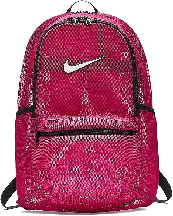 One Size, Pink Rush Pink/Black/White - Nike Nk Brsla Mesh Bkpk Rucksack