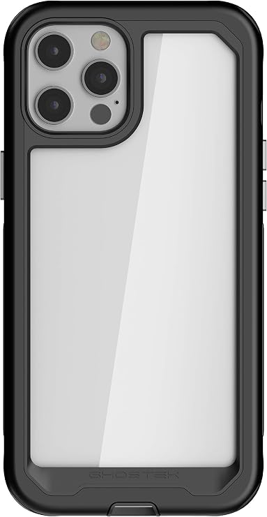 Ghostek Atomic Slim iPhone 12 Pro Max Case - Metal Bumper, Lightweight Military Grade Alloy Protective Phone Case Shockproof - Wireless Charging Compatible 12 Pro Max Phone Case 5G (2020)(6.7")(Black)