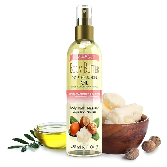 Biocare Body Butter Youthful Skin Oil with Cocoa Butter & Shea Butter Infused with Vitamin E - 6 oz