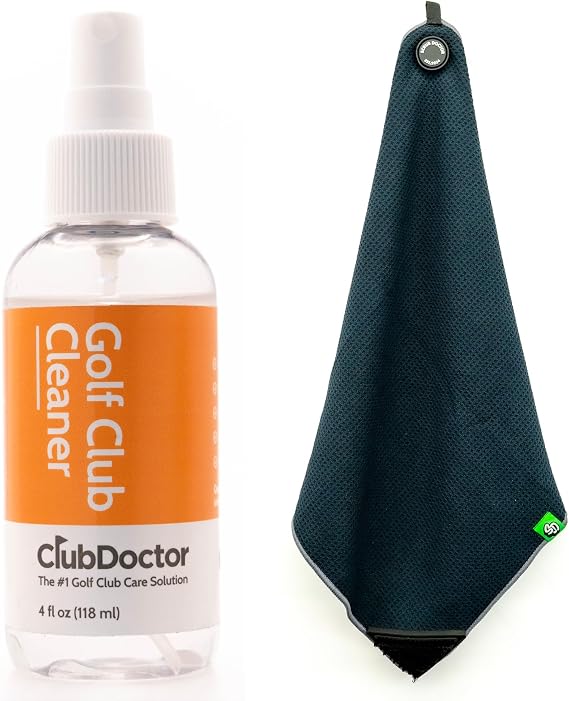 Club Doctor Golf Club Cleaner Bundle: Scrub Doctor Towel with Built-in Scrub Brush Golf Club Cleaning Spray Complete Golf Club Maintenance Kit