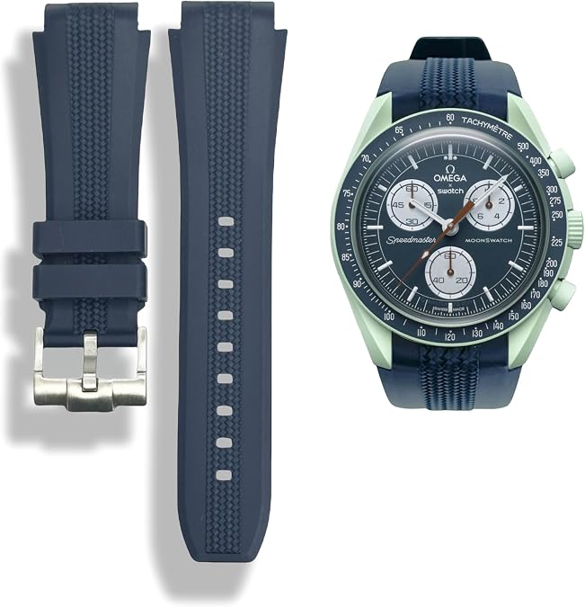 Moonswatch Replacement Rubber Watch Band Compatible with Omega X Swatch Moonswatch Speedmaster 20mm, Swatch Omega Moonswatch Speedmaster for Men Women