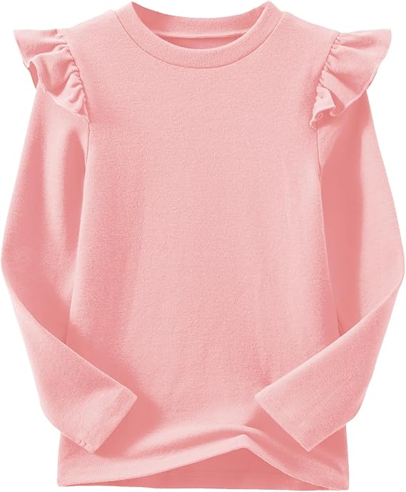 Toddler Baby Girl Soft Thick Crewneck Ruffle Tops Infant Girls Cotton Long Sleeve T-Shirt