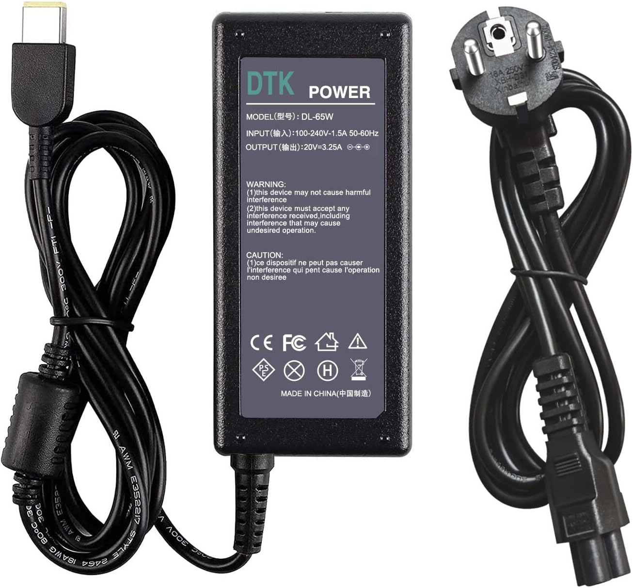 Charger for DTK Lenovo Power Supply 65W 20V 3.25A Laptop Charging Cable Lenovo ThinkPad T440 T440s X270 G70 G710 IdeaPad Flex 2 3 Yoga 11 AC Adlx65nlc3a 11mm5.0mm
