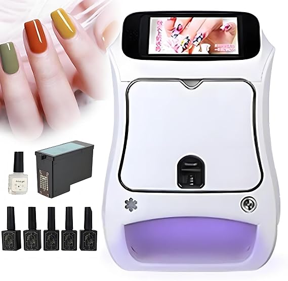Nail Art Printer Machine with 5" Touch Screen 10s Custom Nail Printing, 2400dpi Pro Manicure Device for Home & Nail/Hair Salons, Bridal Studios, Fashion Shops,Bridal Studios