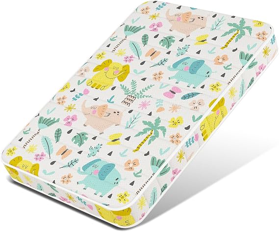 3 Inch Mini Mattress, 38" Lx26 W Mattress, Toddler Mattress with No Gaps Edge Reinforcement High Density Foam, Odorless and Steady, Elephant