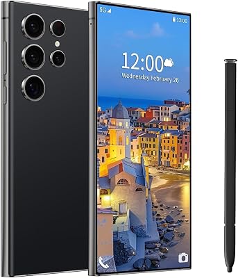 C24 Ultra Cell Phone,5G Unlocked Phones with Built-in Pen,Android 14 Smartphone 8GB256GB Storage,6.8 FHD 120Hz Display,108MP Camera,6800mAh Battery,Dual SIM Face ID GPS Black
