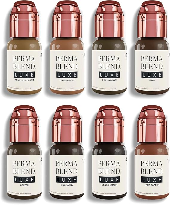 Perma Blend Luxe - Brow Chicka Wow Wow Brow Set - Toasted Almond, Chestnut, Foxy Brown, Java, Coffee, Mahogany, Black Umber & True Copper - Vegan & Cruelty-Free - 8 Count (0.5 oz Each)