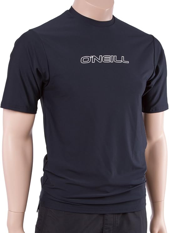 O'Neill Wetsuits Wetsuits UV Sun Protection Mens Basic Skins Short Sleeve Tee Sun Shirt Rash Guard, Black, X-Large