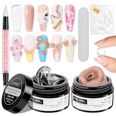 Clear and Nude Solid Builder Gel for Nails Extension 3D Hard Gel for Carving Patterns Decoration Home Manicure DIY for Women